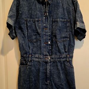 Denim Short Sleeve Jumpsuit